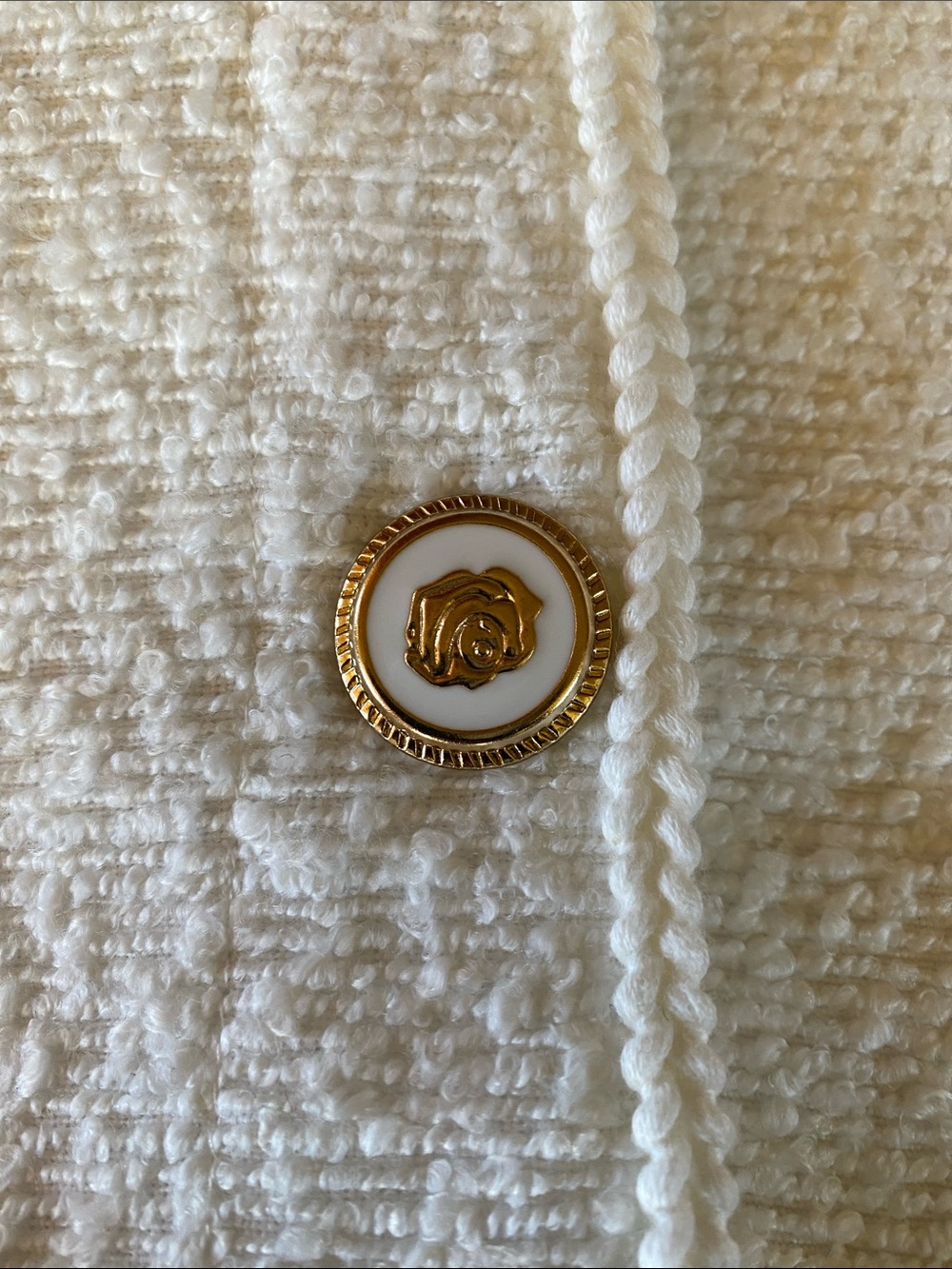 Free Assembly Elegant White Bouclé Button-Front Jacket - Picture 3 of 10